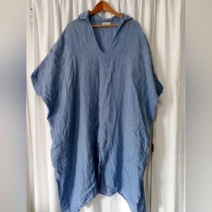 Blue Linen Oversized Kaftan Dress